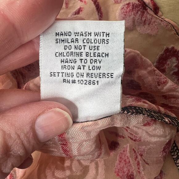 ADORE Crushed Velvet Burnout Paisley Tunic Top Size S Boho Artsy Sheer Lagenlook - Picture 12 of 13